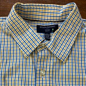 Banana Republic Plaid Non Iron Button Down Shirt Large Slim Fit Long Sleeve L
